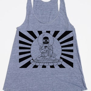 Womens Boba Fett Buddha Star Wars tank top american apparel athletic gray available in XS,S, M, L WorldWide Shipping image 1