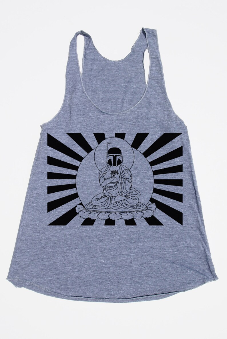 Womens Boba Fett Buddha Star Wars tank top american apparel athletic gray available in XS,S, M, L WorldWide Shipping image 1