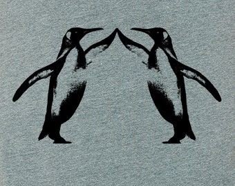 Penguin high five on women's athletic gray shirt- Bella Canvas athletic gray- S-XXL, worldwide shipping