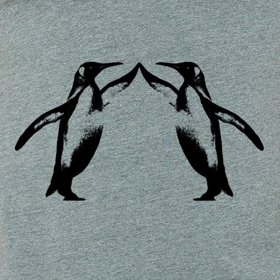 Penguin high five on women's athletic gray shirt- Bella Canvas athletic gray- S-XXL, worldwide shipping