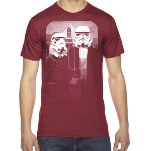 Star Wars shirt, Storm Trooper funny parody t-shirt, American Gothic StarWars mens tshirt, birthday gift for him, mens graphic tee Cranberry