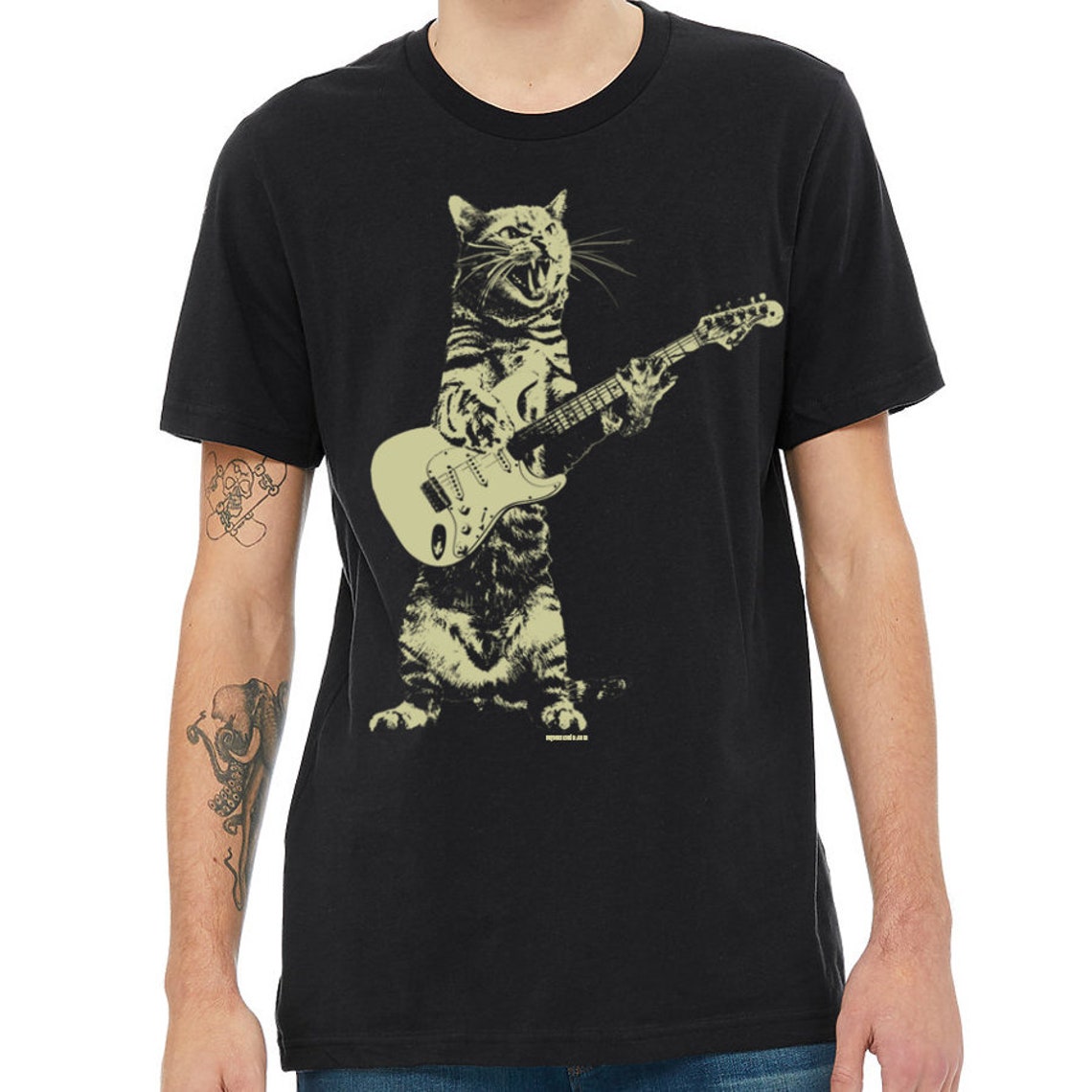 Cat Playing Guitar Shirt Mens Cat Playing Guitar Tshirt | Etsy