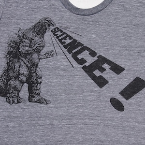 Womens Godzilla Science t shirt Bella Canvas athletic gray available in S, M, L , XL WorldWide Shipping image 1