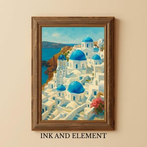 Santorini Art Print: Mediterranean Travel Poster, Beach House Decor