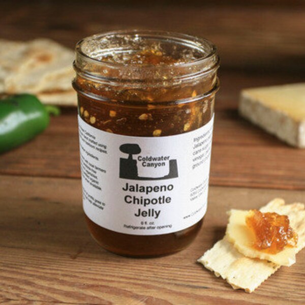 Jalapeno Chipotle Jelly 8oz Hot Spicy Sweet Smoky Pepper Jelly Delicious Vegan Food Gift