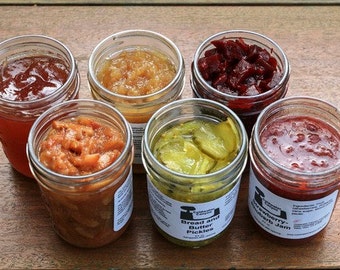 6-Pack Gourmet Delicious Vegan Food Gift for any Foodie or Special Day Food Gift; SIX 8 oz Jars: Jams, Jellies, Preserves