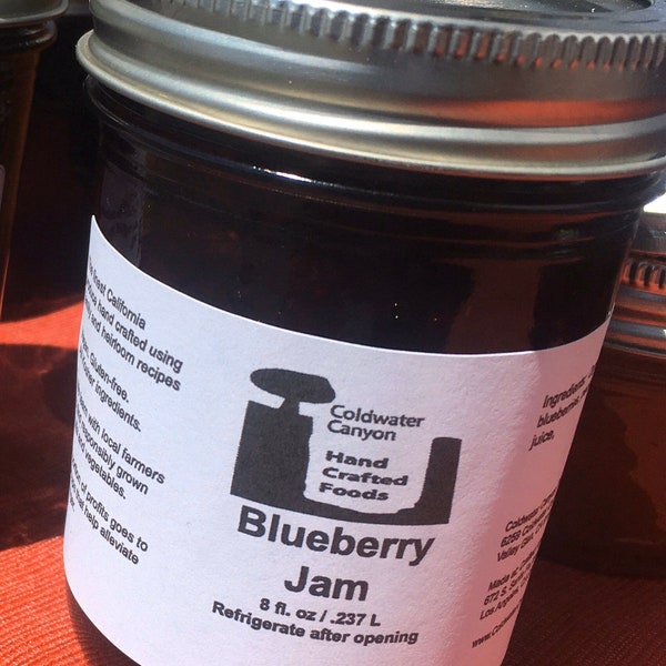 Blueberry Jam 8 oz. jar Delicious Vegan Food Gift! True Blueberry Gourmet Flavor