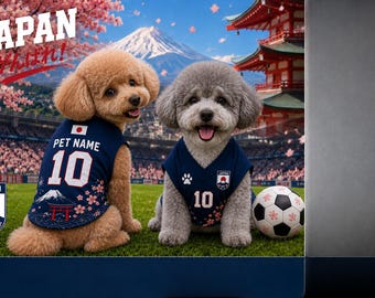 Gepersonaliseerde Japan Pet-voetbalshirt, Custom Dog Cat-voetbalshirt, Japan Team Pet-jersey met naamnummer, puppysportkleding