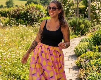Musselin Rock Damen | Sommerrock mit Gummibund | Midirock aus Baumwolle | Boho Rock | Handgemacht | Verschiedene Farben