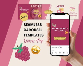 Berry Pop Instagram Carousel Templates: Canva Editable (Digital Download)
