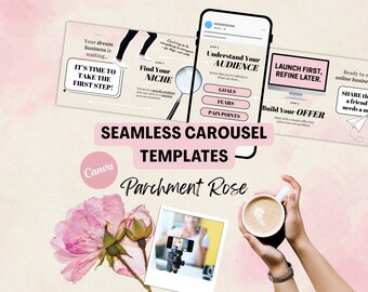 Instagram Carousel Templates: Parchment Rose Theme, Canva Editable (Digital Download)