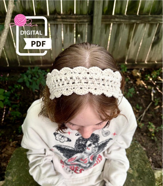 HANDMADE TO ORDER crochet scalloped lace headband MADE TO ORDER Crocheted Lace Headband With Adjustable Bow - Etsy main image 2