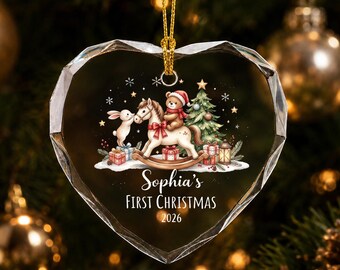 Adorno de cristal personalizado para la primera Navidad, recuerdo navideño para recién nacidos, regalo para el árbol de Navidad