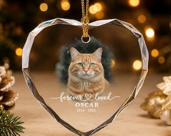 Adorno conmemorativo para mascotas, regalo personalizado para recordar a tu gato fallecido con foto, nombre y fechas de conmemoración, recuerdo navideño personalizado para amantes de los gatos.