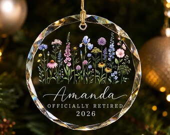 Adorno navideño de jubilación, regalo personalizado de recuerdo de jubilación, adorno personalizado con nombre de empleado jubilado