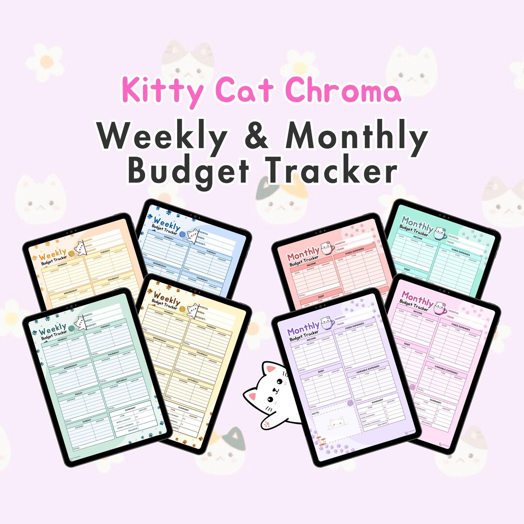 Cat Budget Tracker, Undated Weekly & Monthly Planner (digital Download ...
