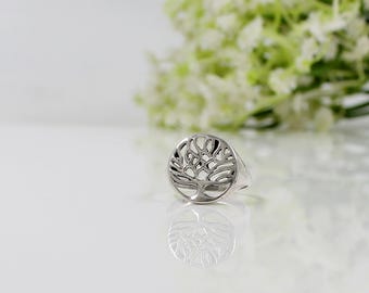 Anello Albero della Vita in argento sterling 925, ispirato alla natura, spirituale, minimalista.