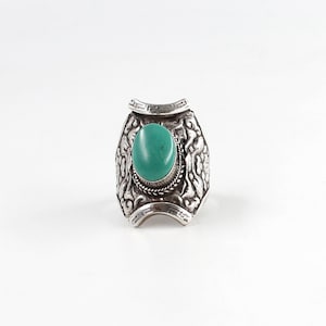 Natural Turquoise Sterling Silver Ring: Boho Statement Jewelry