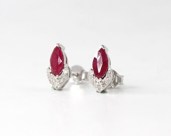 Ruby Silver Stud Earrings • Sterling Silver Ruby Studs • July Birthstone Jewelry • Natural Ruby Earrings • Red Gemstone Studs • Gift for Her