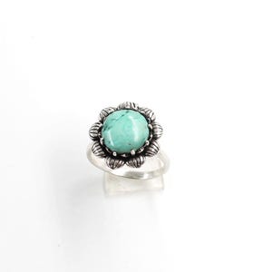 Natürlicher Türkis Sterling Silber Ring: Handgemachter Minimalist Statement Schmuck