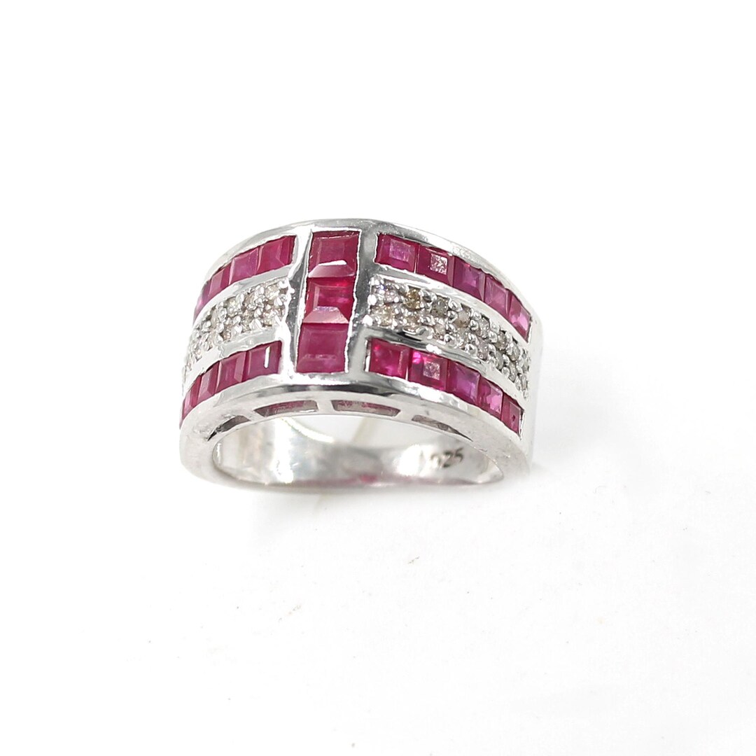 natural ruby silver ring, dainty ruby ring, stackable... Ruby Diamond Silver Ring | Minimalist Stackable Band | Sterling Silver ...