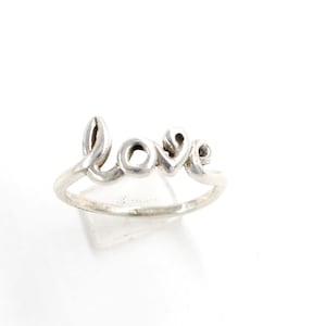 Script Love Ring: Sterling Silver Minimalist Promise Ring