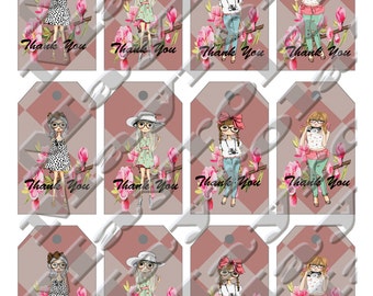 Digital Tags "Girls" thank you cards