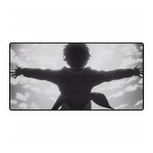 Anime-Inspired Desk Mat - Perfect for Gaming, Eren Yeager&#39;s Freedom, Attack On Titan Mouse Pad
