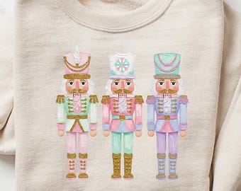 Nutcracker Christmas Sweatshirt, Women's Holiday Crewneck, Watercolor Holiday Sweater, Festive Holiday Party Gift, Pink Christmas Shirt
