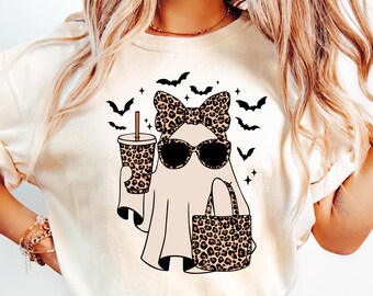 Comfort Boo-Jee Ghost Shirt, Leopard Ghost Tee, Ghost Coffee Shirt, Funny Fall Shirt, Ghost Tee, Girly Halloween Gift, Boojee Shirt