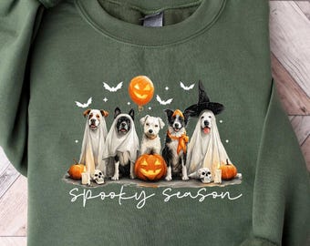 Jolie chemise d'Halloween pour chiens fantômes, cadeau d'Halloween pour les amoureux des chiens, chemise pour chiens d'Halloween citrouille, chemise d'Halloween pour femme, saison effrayante, cadeau pour maman chien