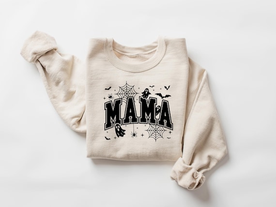 Retro Mama Halloween Sweatshirt Halloween Mama Shirt Mama Fall Shirt For Women Halloween Crewneck Women Spooky Season MAMA Sweater Crewneck