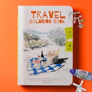 Libro para colorear de viajes para adultos: Páginas imprimibles estilo boceto (PDF)