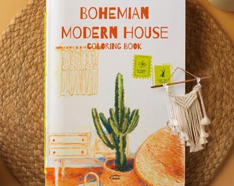 Boho House Coloring Book for Adults | Artsy Greyscale Designs (PDF Printable)