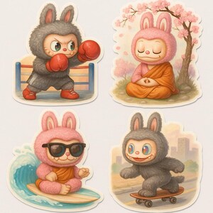 Labubu stickers 4 pack. Cute and collectible!