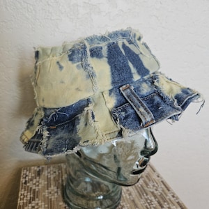 Denim Bucket Hat - Denim Tye Dye Distressed Bucket Hat