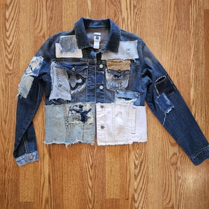 Levi&#39;s Upcycled Denim Corset Jacket: Distressed Patchwork, Size Medium