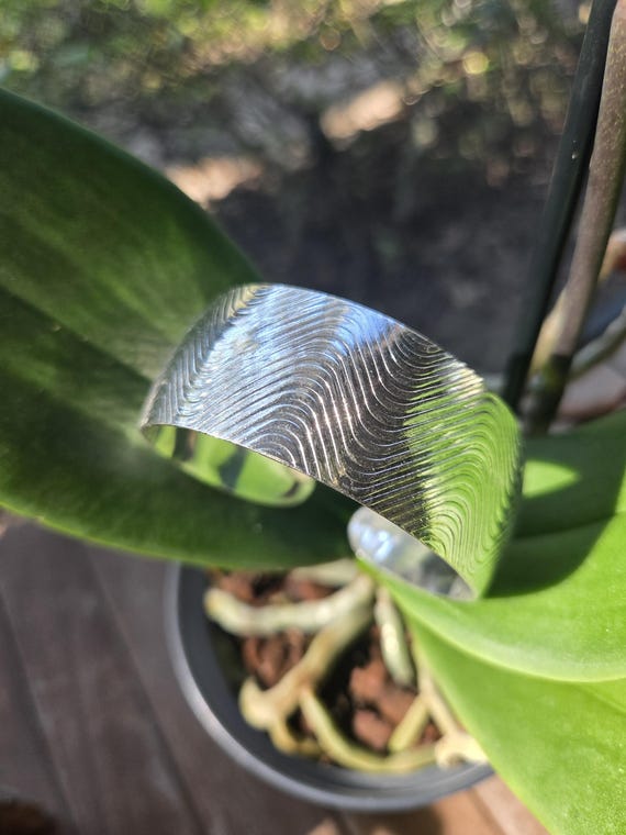 Thick Silver Bangle Bracelets with Jewelry Pouch … - image 3