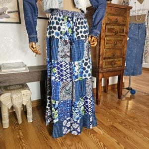 Long Flower Drawstring Skirt - Patchwork Boho Long Skirt