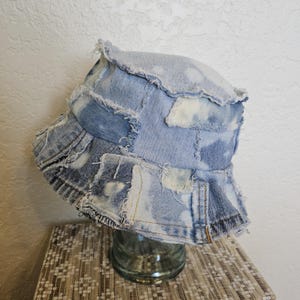 Denim Bucket Hat - Denim Tye Dye Distressed Bucket Hat