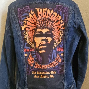 Hendrix Levi's Denim Jacket: Distressed Jean Jacket with Print