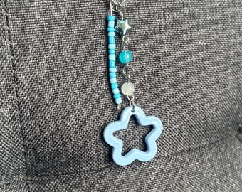 Blue Star Phone Charm | Beaded Phone Charm Accessory | Handmade Star Charm