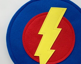 Superhero Blue Lightning Bolt Shield