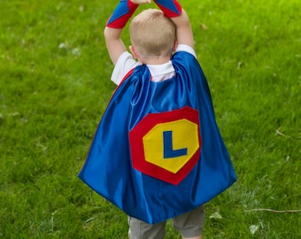 Personalized Blue Satin Superhero Cape