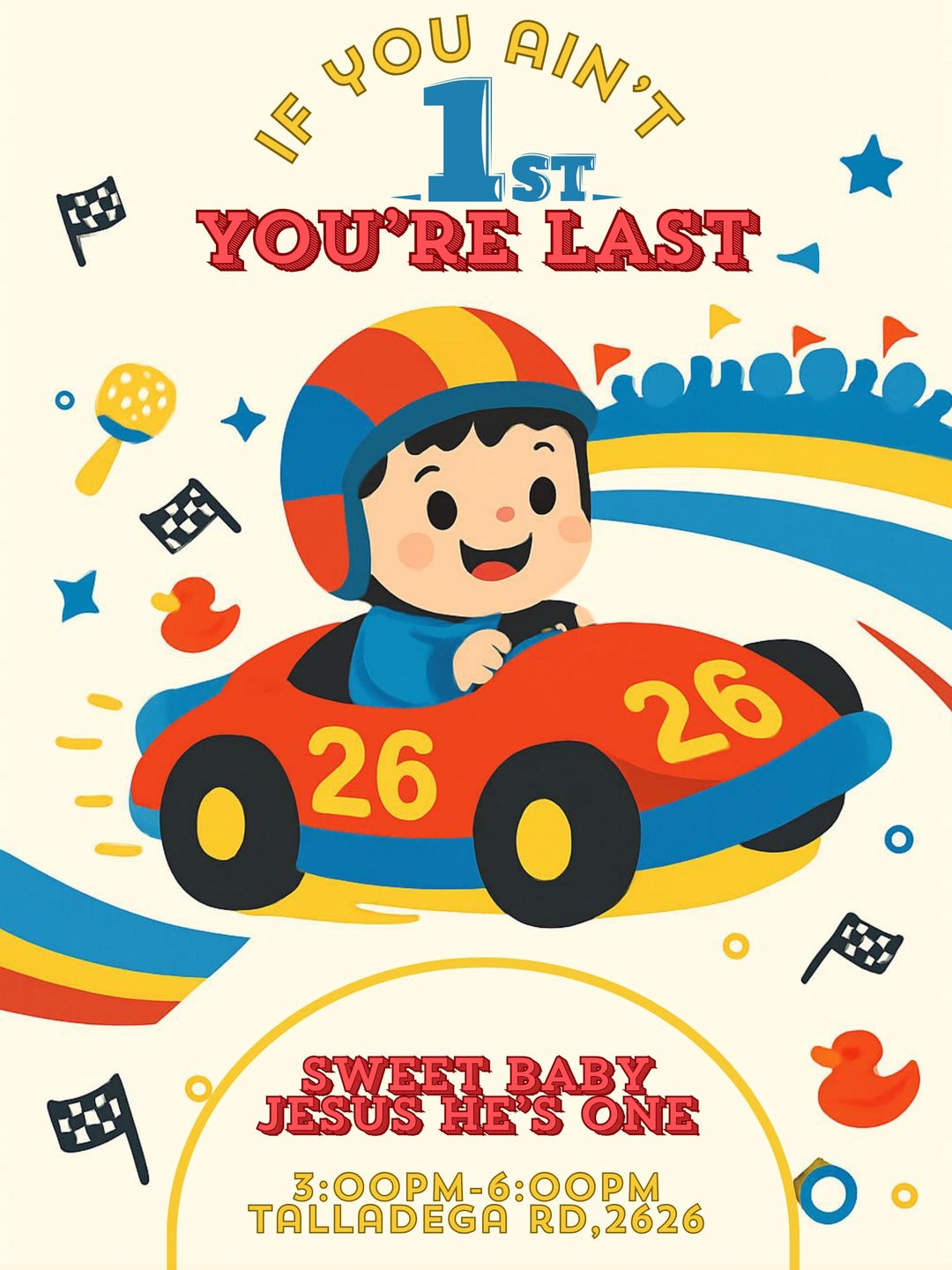 Congratulations Ricky Bobby Ricky Bobby 1st Birthday Invitation: Talladega Nights Race Car Theme - Etsy