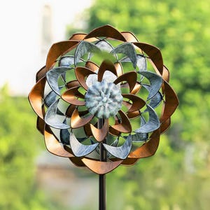 Flower Wind Spinner, Outdoor Metal Decor, Colorful Wind Sculpture, Yard Garden Decor Gift, Kinetic Windmill, Outdoor Decor Metal Spinner