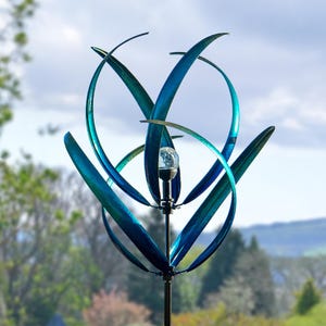 Metal Dual Garden Wind Spinner, Outdoor Garden Decor, Metal Wind Spinner, Wind Sculpture, Yard Decor Gift, Kinetic Windmill, Yard Art