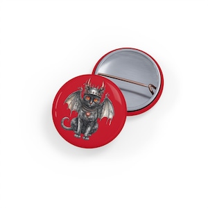 Steampunk Cat Demon Round Badge, Halloween Accessories, Gift for Cat Lovers, Fun Button Badges, Collectible Enamel Pins