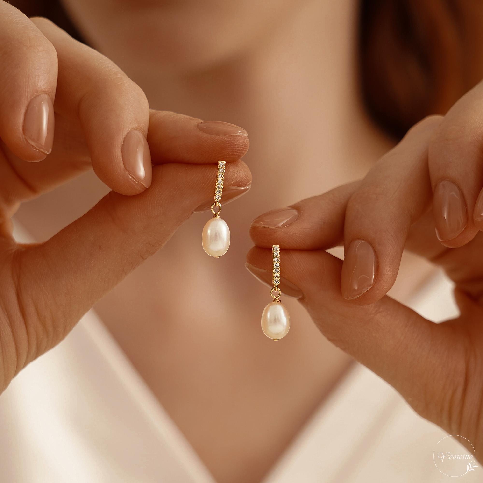 Essential London Long Drop Pearl Dangle Earrings – Gold Alloy, Faux Pearl, For Women