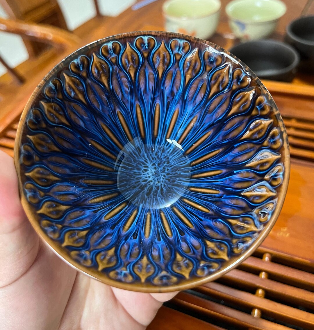 青色花びらデザイン陶器茶碗 日本製陶器の青い花びらの茶碗/ティーカップ - Etsy 日本